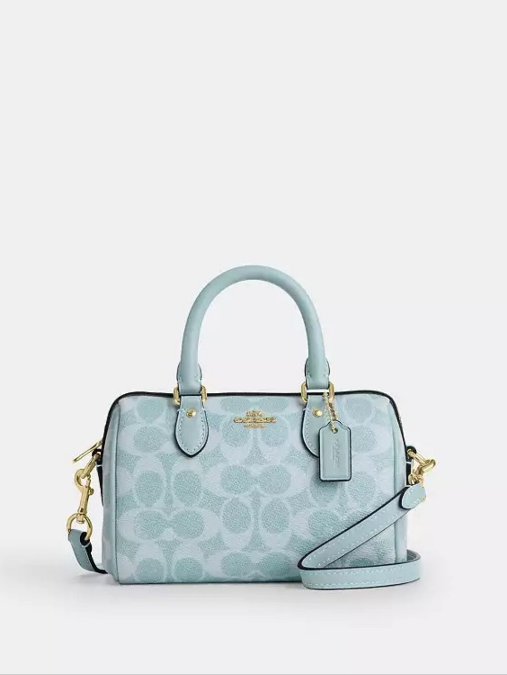 Coach Mini Rowan Crossbody BagIn Signature Canvas (Light blue) - Picture 2 of 14